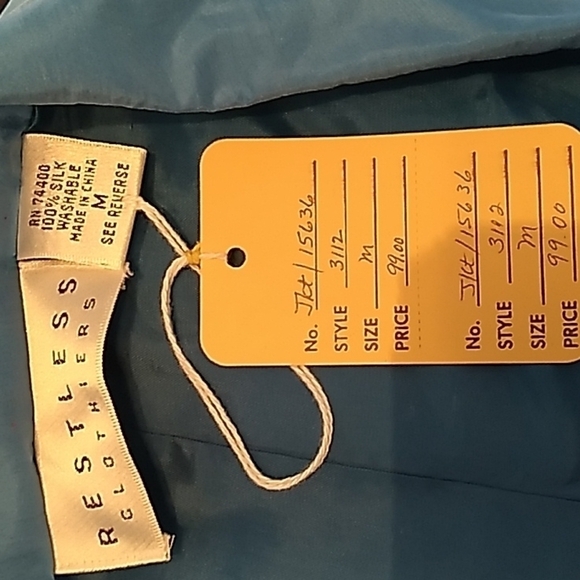 Vintage 1990s Y2K blue silk blazer jacket medium nwt - Picture 6 of 6